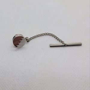 Vintage Swank tie tack chain Silver tone signed